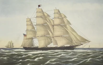 Clipper schip, Flying Cloud, uitgegeven 1852, Currier & Ives